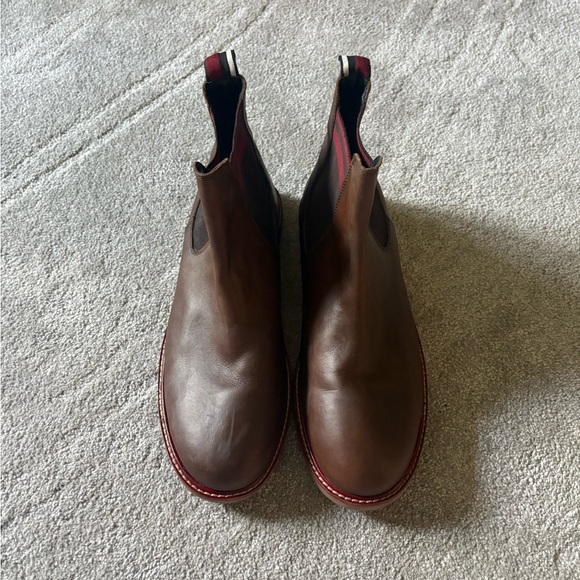 Ben Sherman Dark Brown Chelsea Boots with Red Accents